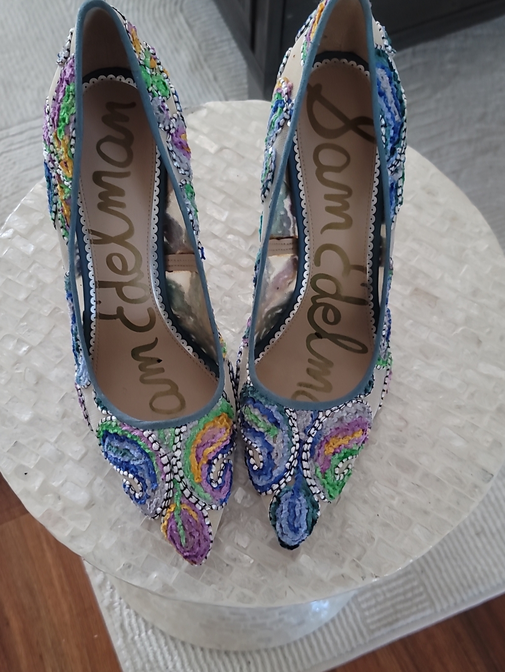 NWOT Sam Edelman Multicolor Beaded Pumps - Blue, Purple, Green, Yellow Size 12